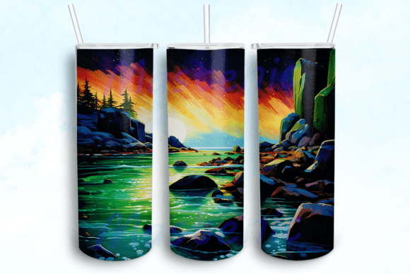 Aurora Borealis over Coastal Rocks