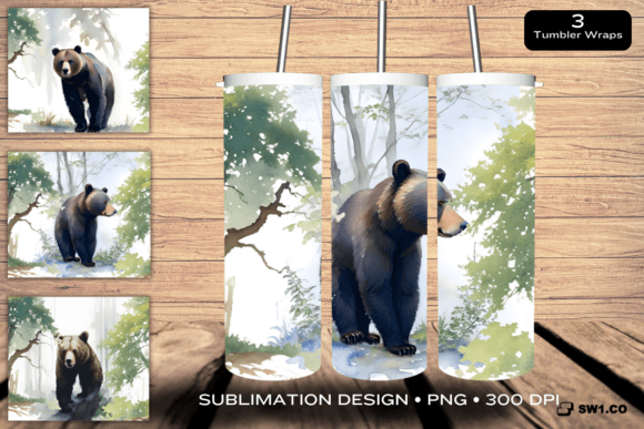 Bear Skinny Tumbler Wrap PNG