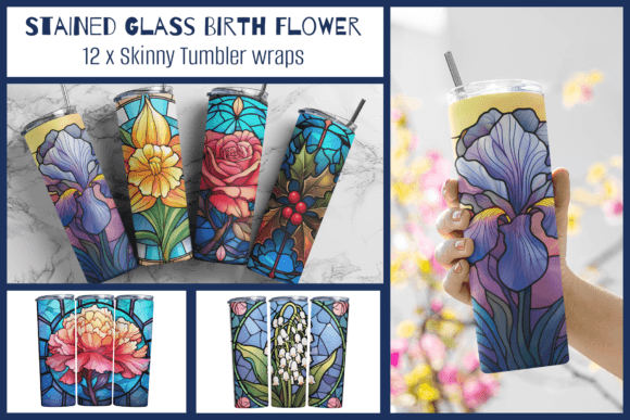 Birth Flower Stained Glass Tumbler Wrap