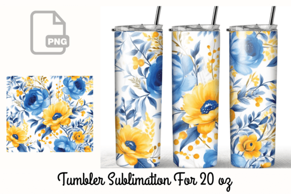 Blue Yellow Flower 20 Oz Tumbler Wrap
