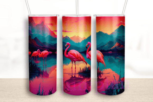 Bright Neon Flamingos Tumbler