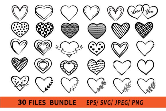 Bundle of 30 Heart Designs