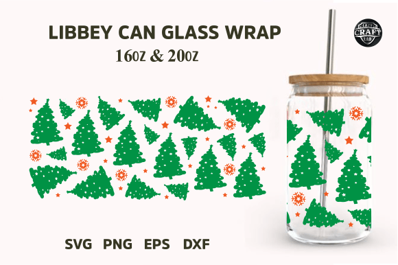 Christmas Trees Libbey Can Wrap 16 Oz SV