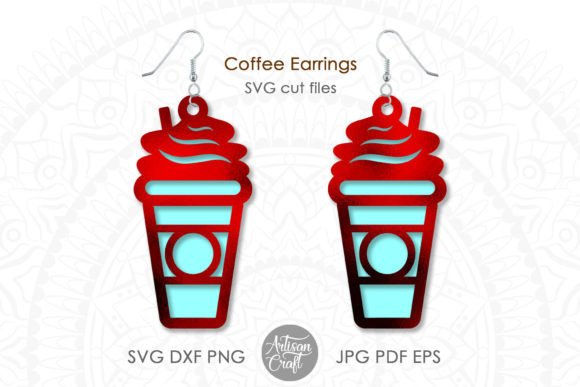 Coffee Cup Earrings SVG Cut File