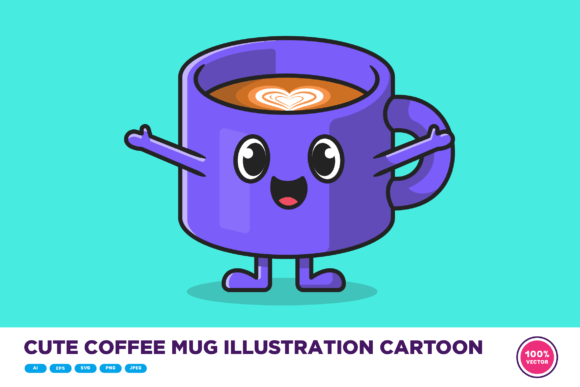 Cute Coffee Mug Illustration Cartoon