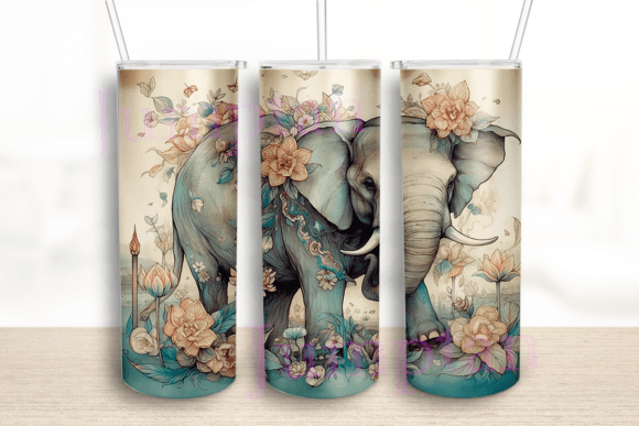 Elephants with Flowers 20 Oz Tumbler