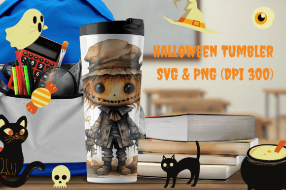 Halloween Tumbler Wrap Watercolor Girls
