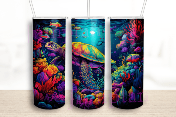 Neon Colorful Turtle Tumbler