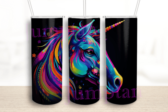 Neon Colorful Unicorn Tumbler