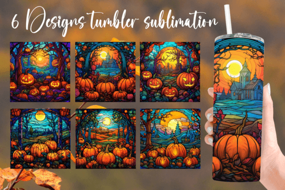 Pumpkin Stained Glass Tumble Sublimation
