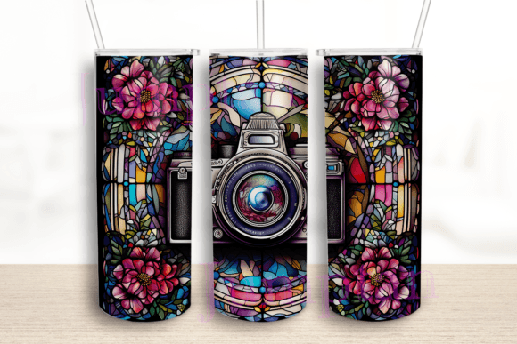 Stained Glass Camera 20 Oz Tumbler Wrap