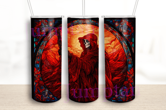 Stained Glass Red the Grim Tumbler