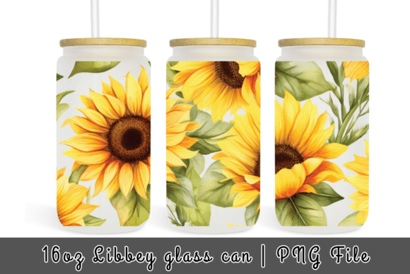 Sunflower 16 Oz Tumbler Wrap Libbey Can